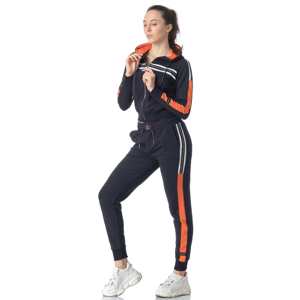 PIHA SPORTS Conjunto Deportivo 2 en 1 para Mujer, Color Azul Marino y Naranja, con Capucha, Chaqueta con Cremallera de Manga Larga, Bolsillos Laterales, Pantalones Deportivos para Correr - Product Image 4