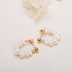 Pendientes de Perlas de Agua Dulce Hechos a Mano, Suministro Directo del Fabricante, Elegantes y Sencillos para Niña - Product Image 3