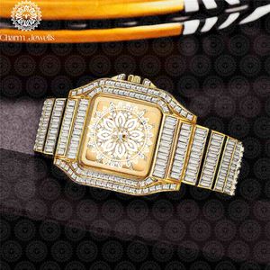Charm_Jewells Luxury Men Stainless Steel <b>Watch</b> Round Case 43mm Analog Quartz Sapphire Crystal <b>Diamond</b> Bracelet Fashion - Product Image 3