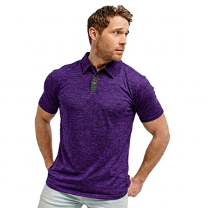 Polo en tricot à manches courtes pour homme, couleur unie, respirant, coupe décontractée, longueur normale - Product Image 4