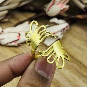 Modern Bohemia Brass Ring Boho Leaf Jewelry For Women 18k Gold Plated Floral <b>Wrap</b> Statement Open Finger For Wholesale/OEM/ODM - Product Image 2