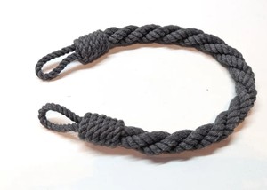 Dark Grey Cotton Rope Curtain <b>Tieback</b> – Handmade Window Holdback - Product Image 3