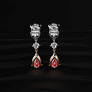 Boucles d'oreilles pendantes de luxe en moissanite de qualité supérieure, forme poire et ronde, avec halo, couleur rose incolore VVS, faites à la main, pour mariée, mariage, cadeau d'anniversaire, nouveauté - Product Image 3