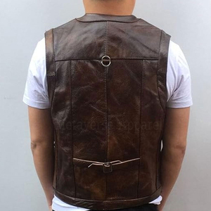 Winter Warm Men's Leather <b>Vest</b> Zipper Closure High Quality Quick Dry OEM Service Custom Outerwear Low MOQ 20 Pieces - Product Image 3