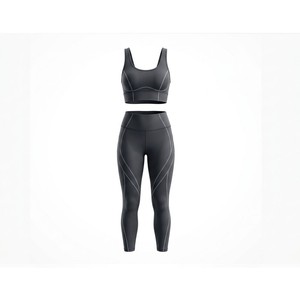 Conjunto de Yoga para Mujer de 2 Piezas, Tallas Grandes, Sin Mangas, Cintura Elástica, Transpirable, de Alta Calidad, Color Liso, para Fitness, MOQ Bajo: 20 Conjuntos - Product Image 1