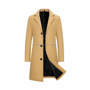 Abrigo Largo de Lana para Hombre, Impermeable, de Secado Rápido, Transpirable, Ligero, con Ribete de Piel de Zorro, Botones, Personalizado, OEM, Venta al Por Mayor - Product Image 1
