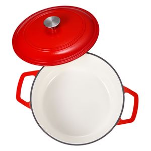 Pentola Olandese Robusta da 6 Quarti, Utensile da Cucina in Ghisa da 5L con Doppio Manico, Compatibile con Forno e Induzione, Coperchio in Metallo Smaltato - Product Image 1