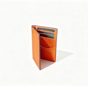 Popular Item Castello Handmade High Quality Genuine Cowhide <b>Embossed</b> Leather Soft Leather Slim <b>Card</b> Case Ripple Texture - Product Image 2