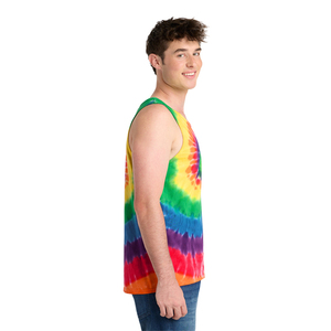 Débardeur spirale tie-dye pour homme, col rond, sans manches, tricoté, décontracté, style sportswear - Product Image 3