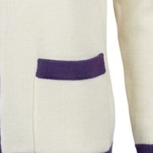 Custom Omega Fraternity Acrylic Knitted <b>Cardigan</b> Chenille letter High Quality <b>Purple</b> with Cream <b>Cardigan</b> Greek Apparel - Product Image 5
