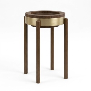 Midcentury <b>Round</b> Wooden TOP <b>Side</b> <b>Table</b> With Dual Tier Design For Living Room Furniture - Product Image 4