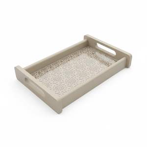 Bandeja Decorativa de Color Gris, MDF y Láminas Acrílicas, Diseño Cortado con Láser, para Mesa de Comedor, Bandeja para Desayuno, Bandeja para Postres - Product Image 2