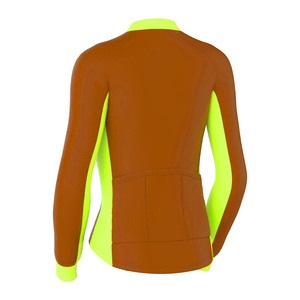เสื้อจักรยานสำหรับผู้หญิง สีน้ำตาล เขียวสะท้อนแสง ดำ แขนยาว แผ่นผ้าตัดกันสีชมพู ดีไซน์ซิปเต็มตัว ผ้าสี่ทิศทางยืดได้ - Product Image 2