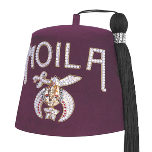 Sombrero Fez Shriners 2026 de Lana Borgoña con una Hilera de Letras de Diamantes de Imitación, Bajo MOQ, Servicio OEM, Sombreros Fez Masónicos al por Mayor - Product Image 2