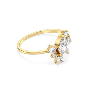 Venta Directa de Fábrica REYES, Anillos de Compromiso de Oro Amarillo de 14K y 18K con Corte de Pera y Moissanita de 0.88 Quilates para Mujer, Joyería Fina para Bodas - Product Image 3