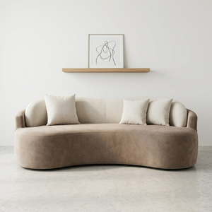 Sofá Curvo de Terciopelo de Tres Plazas con Asiento de Espuma Anti-Caída para Sala de Estar - Product Image 1