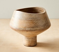 Vase de table en bois de manguier fait main, écologique et durable, avec étiquette personnalisée, tendance 2025, de haute qualité, unique, moderne, décor festif