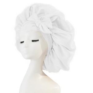 Bonnet de nuit en satin de haute qualité imprimé, bonnets en soie pour cheveux, bonnets de nuit en soie grande taille pour femmes, vente en gros, logo personnalisé en satin - Product Image 2