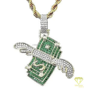 Bold Hip Hop Jewelry Pendant with Handset Moissanite Diamonds in 925 Silver - Product Image 4
