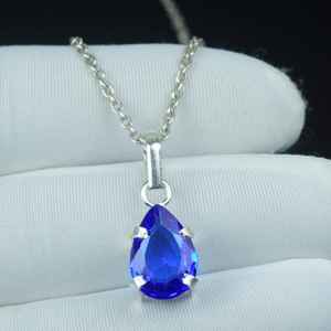Pendentif en tanzanite bleue véritable, collier en cristal de luxe, cadeau pour femme, petite amie, bijoux - Product Image 4