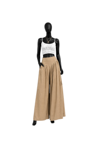 Boho Flowy High Waist Palazzo <b>Pants</b> for Women Cotton Wide Leg Trousers with Tassel Tie Perfect Beach Festival Yoga Clothes - Product Image 1
