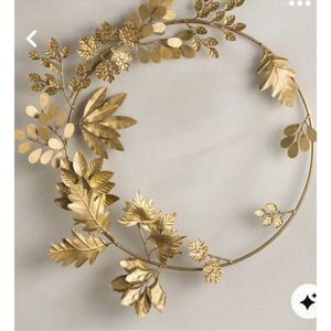 Handmade Modern Gold Metal <b>Leaf</b> <b>Wall</b> Wreath Luxury Iron Floral <b>Wall</b> Art Sculpture for Home Hotel Wedding <b>Decoration</b> Ornament - Product Image 1