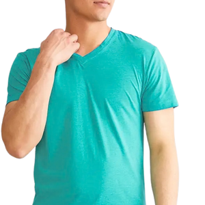 Camiseta de Cuello en V para Hombre, Manga Corta, Corte Regular, Estilo Casual Minimalista para Uso Diario, Personalizable al por Mayor, Camiseta Básica de Algodón Jersey, Prenda Superior OEM - Product Image 5