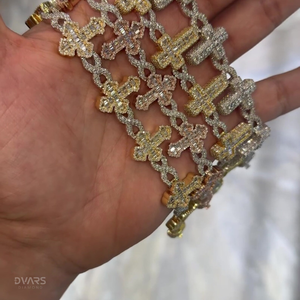 VVS1 Baguette Moissanite <b>Cross</b> Link <b>Pendant</b> 925 <b>Sterling</b> <b>Silver</b> Iced Link Cuban Luxury Rhodium Plated Certified Unisex Bling - Product Image 3