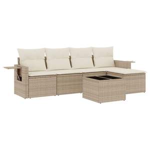 Ensemble de canapés de jardin en rotin beige 4 places avec rangement, mobilier d'extérieur au design contemporain - Product Image 4