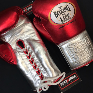 ถุงมือชกมวยหนังแท้ Custom No Boxing No Life สำหรับฝึกซ้อมและแข่งขัน แบบรัดสายรูดและผูกเชือก - Product Image 3