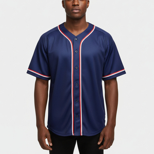 Sublimation Custom Made Plus Size Polyester Baseball Jersey Sets Half Sleeves <b>Button</b> Quick Dry Anti-Bacterial Breathable Sports - Product Image 3