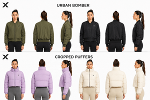 X Sports City Women's Urban Bomber & <b>Cropped</b> <b>Puffers</b> Winter Quilted <b>Puffer</b> <b>Jacket</b> Full Sleeve Zipper Closure Multi Design Colors - Product Image 3