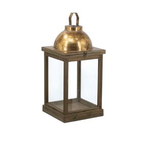 Classic Selling Portable Handmade Hanging <b>Square</b> shape Metal & Wood Gold Finish Metal <b>Candle</b> Lantern Home Decor Handmade - Product Image 1