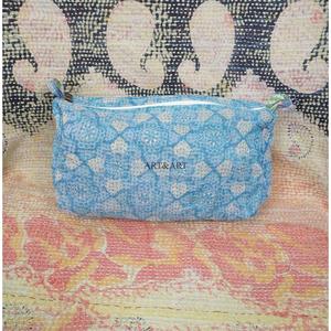 Custom Made Casual Handmade Kantha Floral Printed Zipper Lightweight Tassel Pattern Kantha Pouch Set Artisan Eco-Friendly - Product Image 2