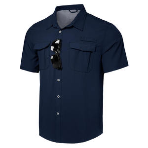 Camisas de pesca elegantes de tela para hombre, transpirables, de algodón y spandex, ropa deportiva para hombre. - Product Image 2