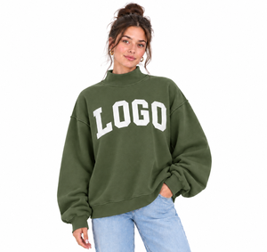 Sudadera de manga larga con cuello alto y logotipo personalizado para mujer, tejida, de gran tamaño, ideal para actividades al aire libre, entre las más vendidas. - Product Image 1