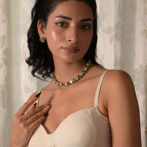 Collier Gajaah 925 en argent sterling, la collection Eternal Garden Rivière, un ensemble classique de colliers en émeraudes et diamants Polki pour femmes - Product Image 5