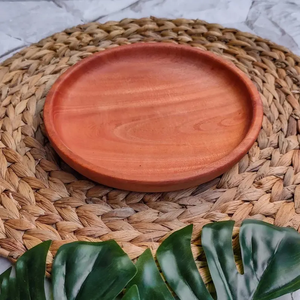Plato de Madera de Caoba Hecho a Mano |   Plato Redondo de Madera para Servir |   Vajilla Rústica Natural |   Platos Ecológicos para Cocina - Product Image 5