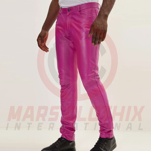Breathable Stylish Comfortable Lightweight Regular Fit <b>Men</b> Leather Pant Eco-Friendly Casual Mid Waist <b>Men</b> Leather Pants - Product Image 4