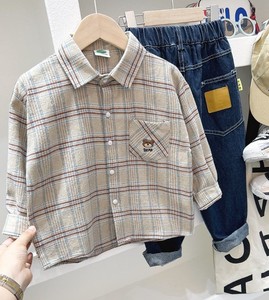 Chemise en flanelle 100% coton pour garçons, à carreaux, décontractée, pour bébé et tout-petit, manches longues avec poche, écologique et respirante - Product Image 3