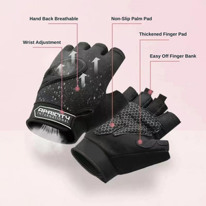 Lightweight Breathable Unisex <b>Half</b> Finger Lace-Up Closure Fitness Gloves Black Color Anti <b>Slip</b> Weight Lifting Gym - Product Image 6