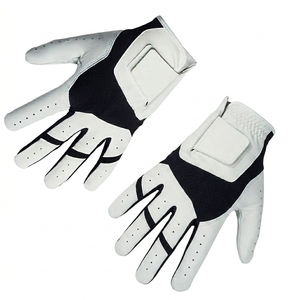 Guantes de golf blancos de cuero genuino antideslizantes, transpirables, con correa de muñeca ajustable, deportivos unisex - Product Image 2