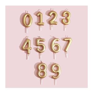 Elegante vela metálica dorada y color marfil con números del 0 al 9 para usar en pasteles de cumpleaños y pasteles de boda - Product Image 4