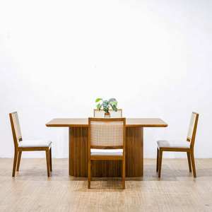 Chaise de salle à manger en bois moderne et écologique, prête à être expédiée, avec dossier en rotin et coussin moelleux, pour la maison, la cuisine ou le restaurant - Product Image 2