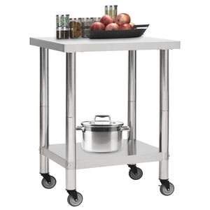 Tavolo da lavoro cucina commerciale con ruote 31.5 \ "x17.7 \" x33.5 \ "acciaio inox cucina commerciale acciaio - Product Image 2