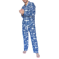 Conjunto de Pijamas de Satén para Hombre, Casual, Térmico, Transpirable, de Secado Rápido, Suave, de Manga Larga, Dos Piezas, para Adultos y Jóvenes, Primavera/Otoño