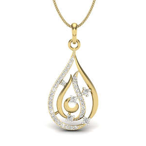 Colgante de Diamantes en Oro Amarillo para Mujer con Diamantes Naturales de Corte Brillante Redondo, Joyería Romántica para Uso Diario - Product Image 1