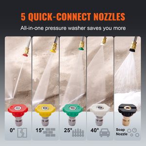 3400 PSI 2.6 GPM idropulitrice ad alta pressione in alluminio pompa pistola a spruzzo bacchetta di prolunga rapida connessione 5 ugelli per la pulizia - Product Image 4