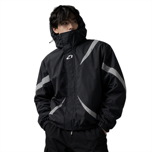Chaqueta Cortavientos Negra Reflectante con Capucha para Hombre, Ropa Deportiva Técnica, Chaqueta Impermeable Urbana de Alto Rendimiento, Nueva Colección 2026 - Product Image 3