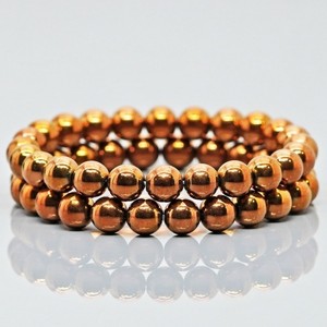 Natural Coated Hematite 8mm Smooth Round Gemstone Beads <b>Stretch</b> <b>Bracelet</b> Fashion Jewelry Wholesale Bulk - Product Image 1
